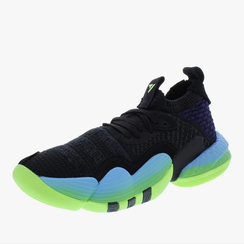 Adidas Young Men/Teens Basketball Trae Young 2.0 Black/ Team Solar Green Sz. 5 - Picture 7 of 9